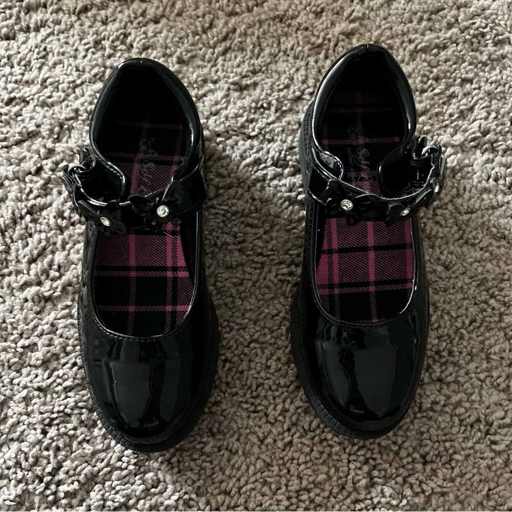 Self Esteem Black Patent Leather Mary Jane Shoes with Butterfly Size 12
